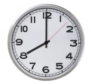 Single clock with time set to 8